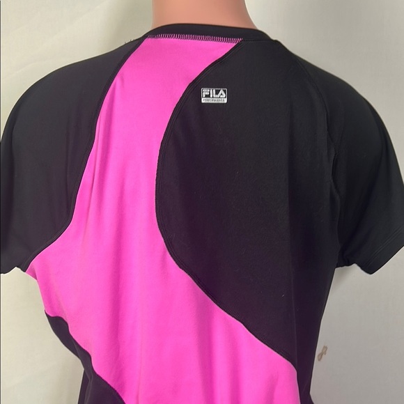 🎾 Fila Sport Womens Performance Gray Stretch Short Sleeved Shirt Size XL Pocke - Picture 12 of 15